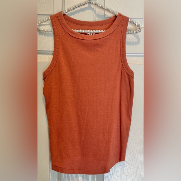 Women's SO tank top - ribbed - stretchy - dusty orange - worn a few times. BOGO - Picture 3 of 8